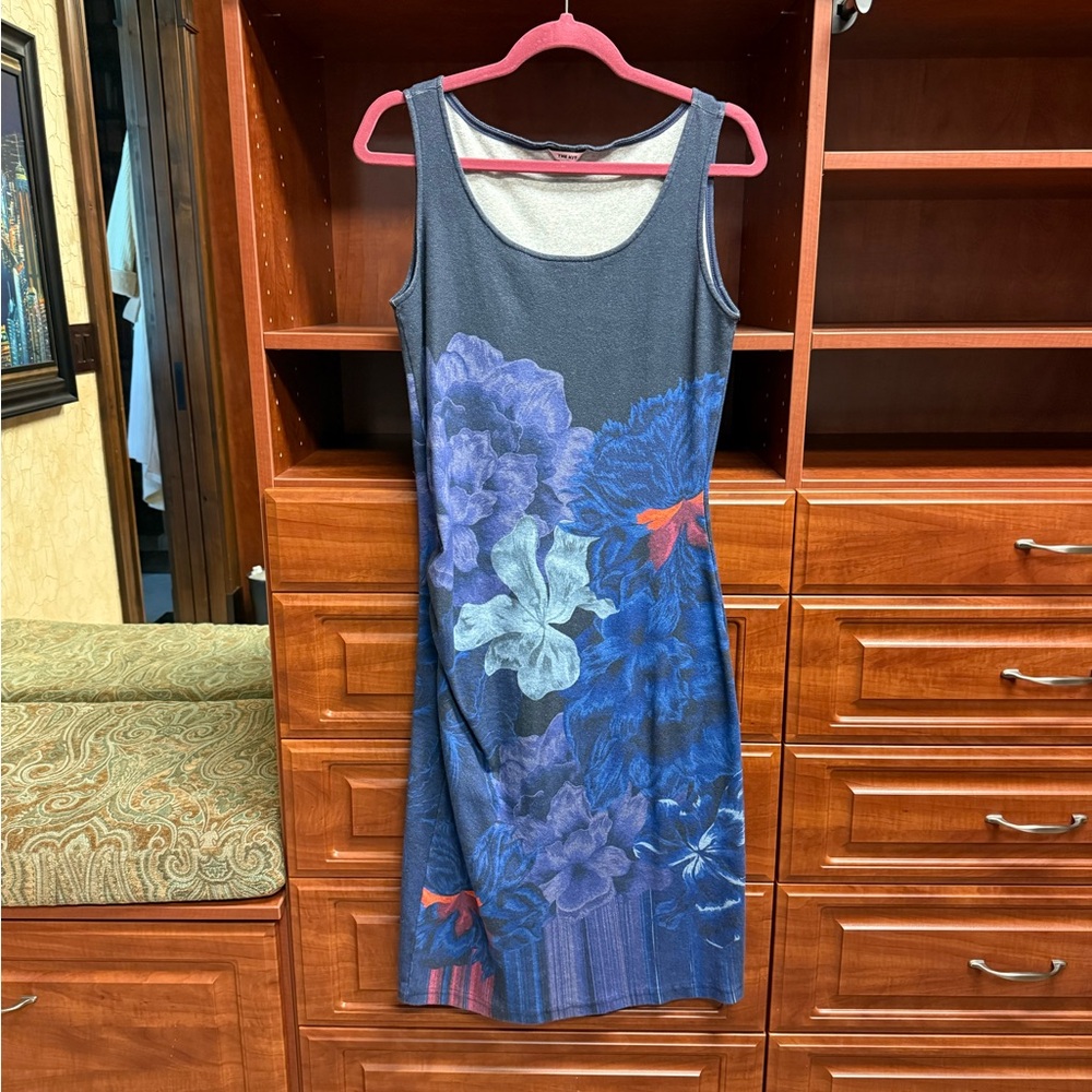 The Kit Blue Sleeveless Dress w/Ruching On One Side
